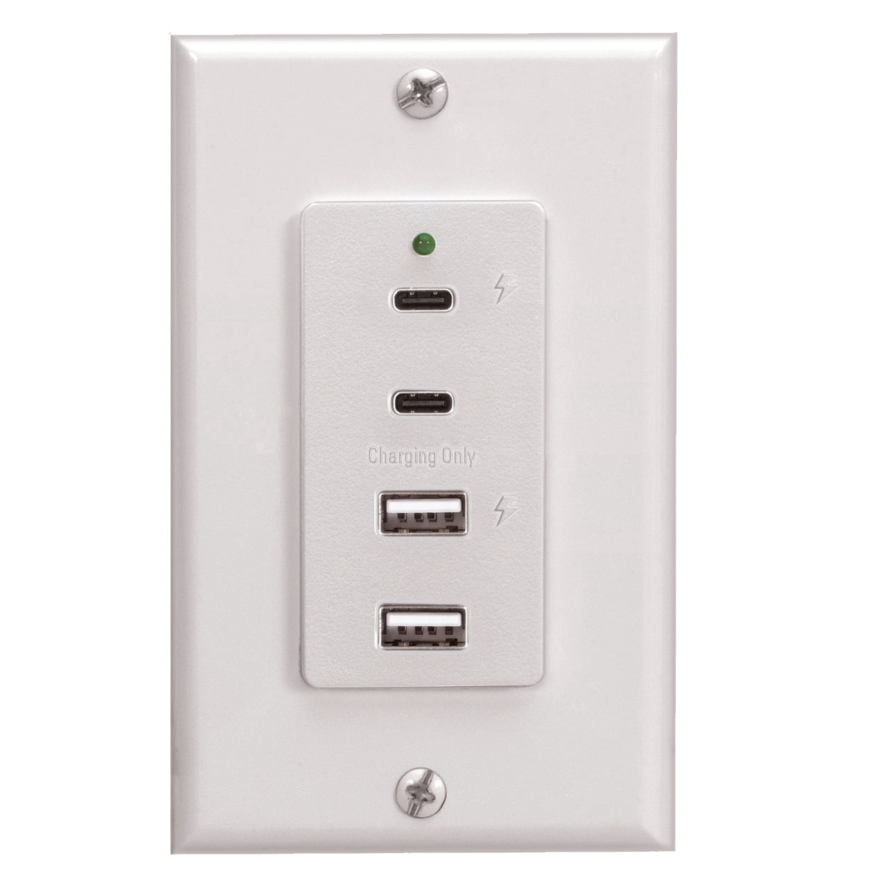 Wall Mount Dual USB A & C Charger | 4 Ports & Wall Plate