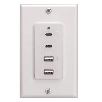 Wall Mount Dual USB A & C Charger | 4 Ports & Wall Plate